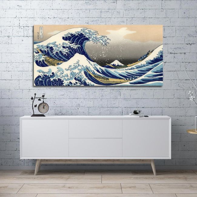 Canvas print The great wave off Kanagawa, K. Hokusai, panoramic