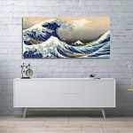Canvas print The great wave off Kanagawa, K. Hokusai, panoramic