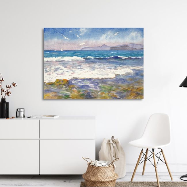 Πίνακας σε καμβά κύματα και γλάροι, Fresh breeze