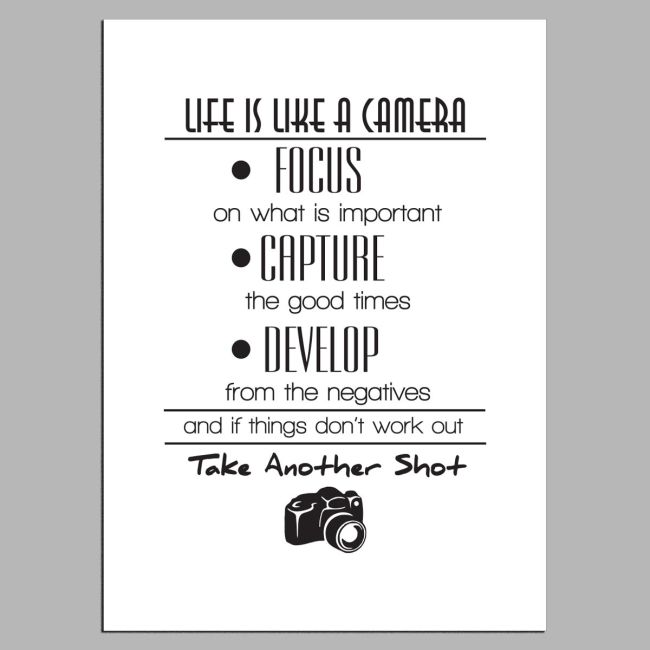 Life is like a camera, αφίσα, κάδρο