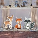 Wooden printed figures, Deer, fox, raccoon watercolor, set of 3 wooden figures printed