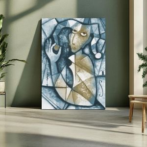  Expressive oil painting with woman figure canvas print