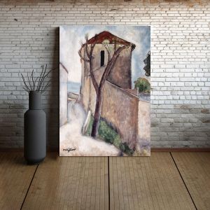 Canvas print Tree and house, Modigliani