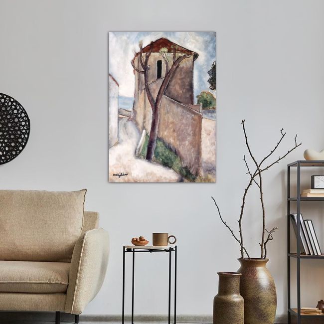 Canvas print Tree and house, Modigliani