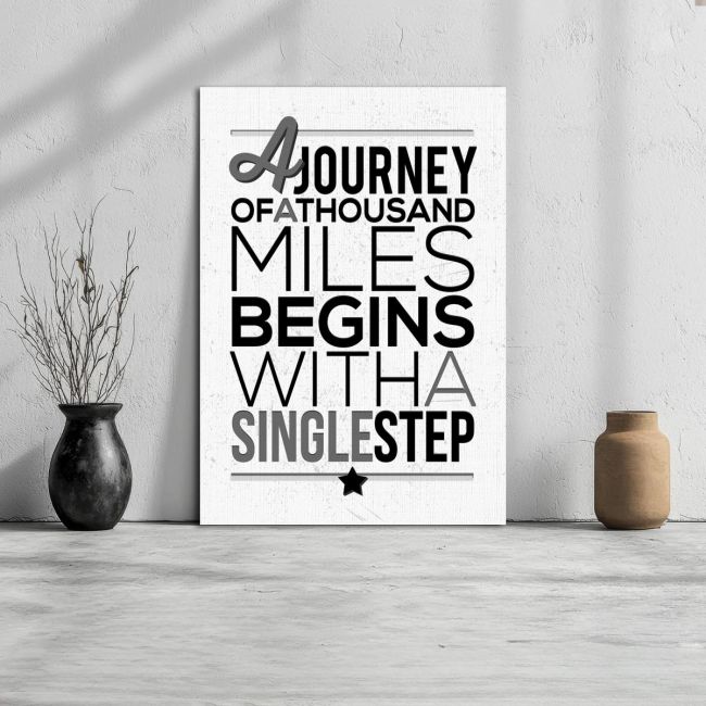 Canvas print A journey of a thousand miles, Black & White