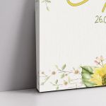 Canvas baptism Welcome Sunflower Poster with black frame, interior design