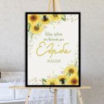 Canvas baptism Welcome Sunflower Poster with black frame, modern home