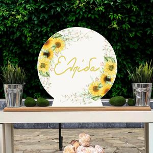 Ξύλινη πινακίδα candy bar Ηλιοτρόπιο Με βάσεις Εκτύπωση σε ξύλο (mdf), minimal στυλ 2