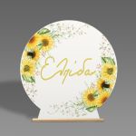 Wooden candy bar sign Sunflower With base stands Printed wood (mdf), room application