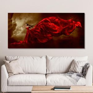 Πίνακας σε καμβά Woman in red dress, πανοραμικός 2