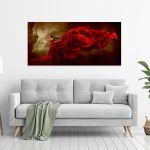 Canvas print Woman in red dress, panoramic