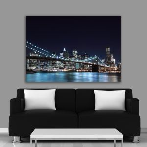 Πίνακας σε καμβά Νέα Υόρκη, Brooklyn bridge dark blue