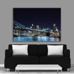 Πίνακας σε καμβά Νέα Υόρκη, Brooklyn bridge dark blue