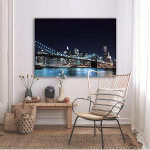 Πίνακας σε καμβά Νέα Υόρκη, Brooklyn bridge dark blue 2