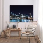 Πίνακας σε καμβά Νέα Υόρκη, Brooklyn bridge dark blue