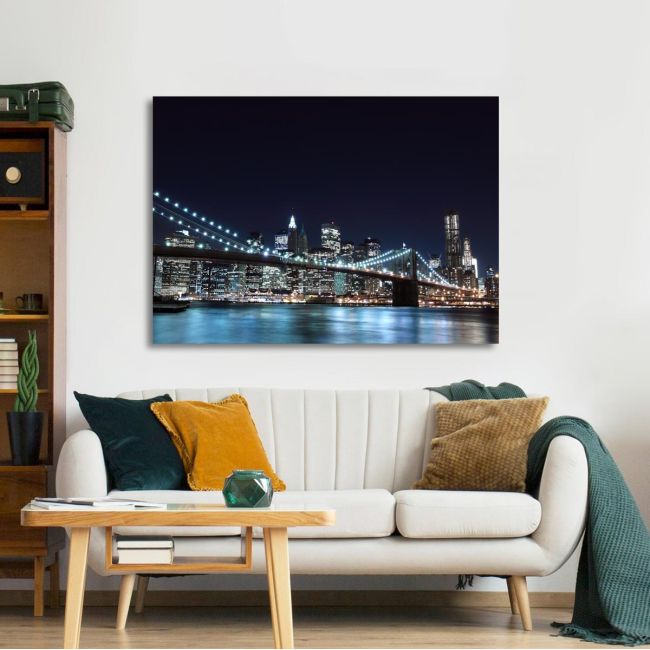 Πίνακας σε καμβά Νέα Υόρκη, Brooklyn bridge dark blue