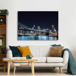 Canvas print New York, Brooklyn bridge dark blue