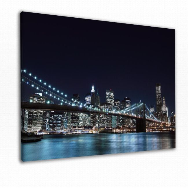 Πίνακας σε καμβά Νέα Υόρκη, Brooklyn bridge dark blue
