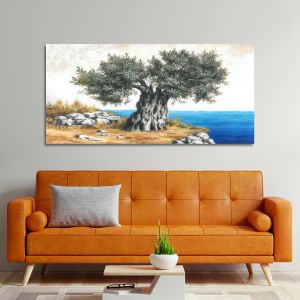 Πίνακας σε καμβά Ελιά στη θάλασσα, πανοραμικός