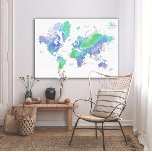 Canvas print Green blue world map 2