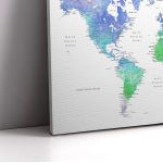 Πίνακας σε καμβά Green blue world map 