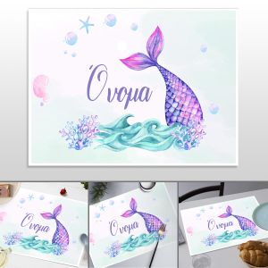 Disposable placemats, Mermaid tail watercolor
