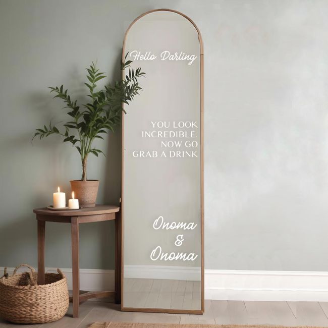 Sticky letters forwedding welcome mirror, white