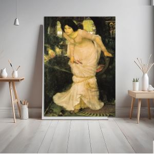 Canvas print The Lady of Shallot looking at Lancelot, Waterhouse J. W.