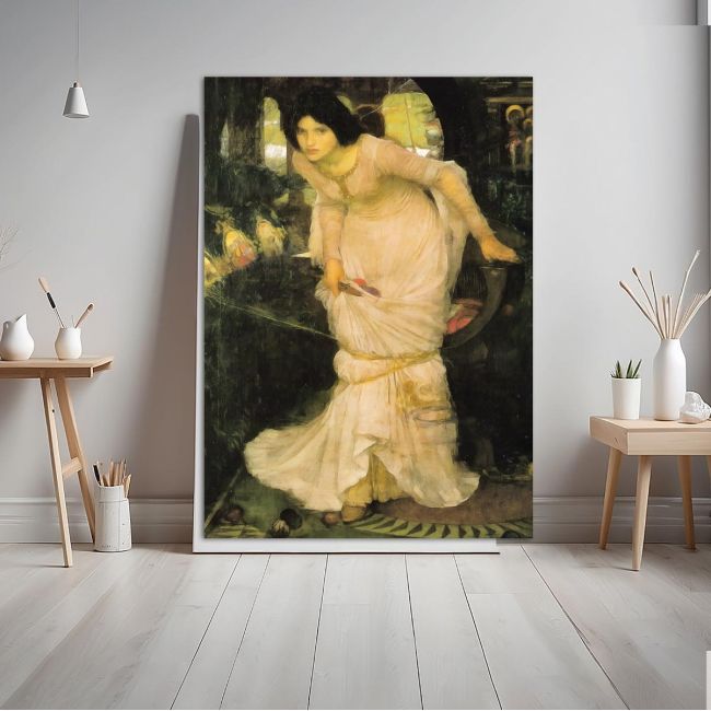 Canvas print The Lady of Shallot looking at Lancelot, Waterhouse J. W.