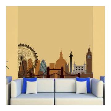 Wall stickers London, outline shades of brown