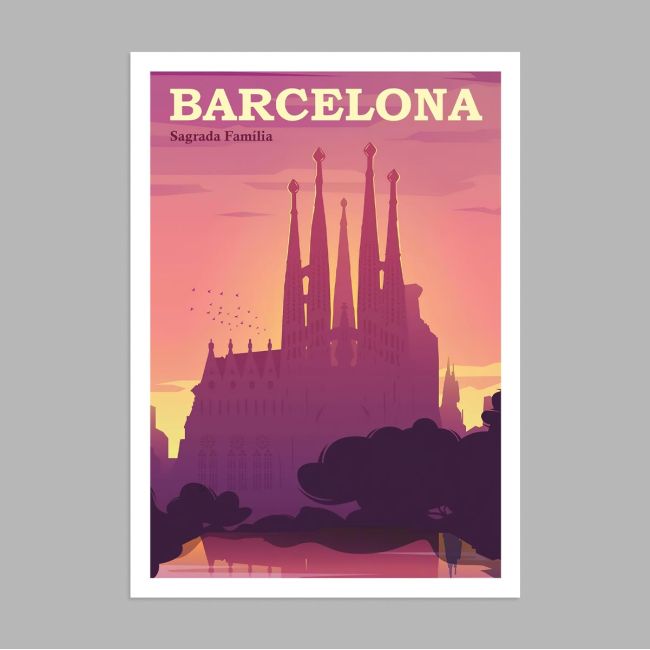 Travel destination, Barcelona, αφίσα, κάδρο