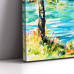 Πίνακας σε καμβά Δέντρο σε λίμνη, Birch on the shore of lake