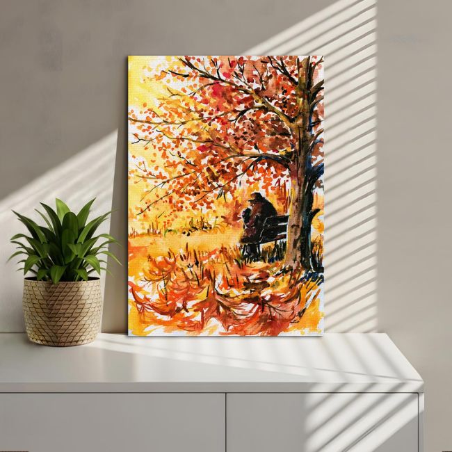 Canvas print Lonely man on the bench