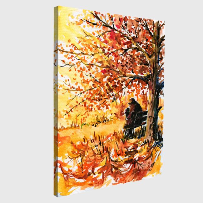Canvas print Lonely man on the bench