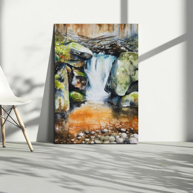 Canvas printWaterfall in deep autumn forest