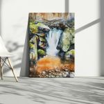Πίνακας σε καμβά Καταρράκτης, Waterfall in deep autumn forest