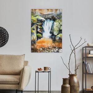 Πίνακας σε καμβά Καταρράκτης, Waterfall in deep autumn forest 2