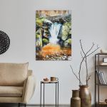 Πίνακας σε καμβά Καταρράκτης, Waterfall in deep autumn forest