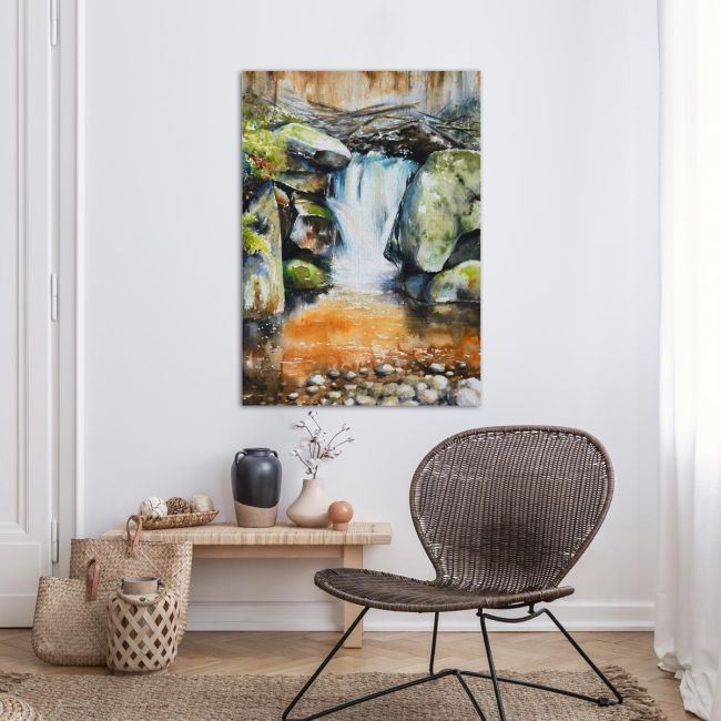 Canvas printWaterfall in deep autumn forest