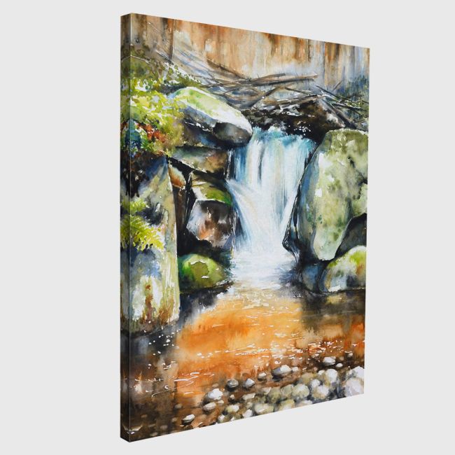 Πίνακας σε καμβά Καταρράκτης, Waterfall in deep autumn forest