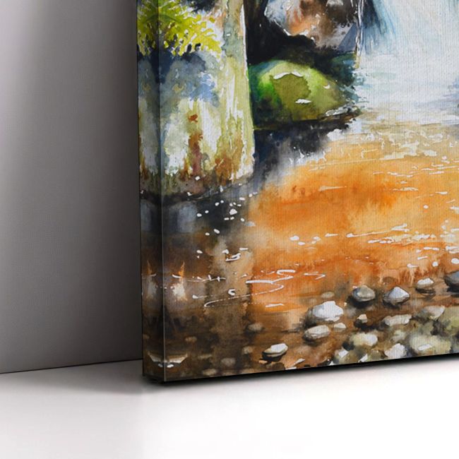 Canvas printWaterfall in deep autumn forest