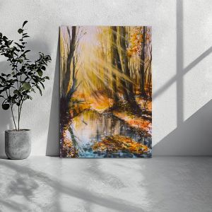 Canvas print Sunny autumn forest