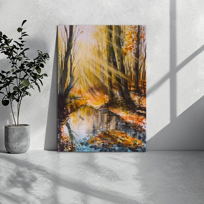 Canvas print Sunny autumn forest
