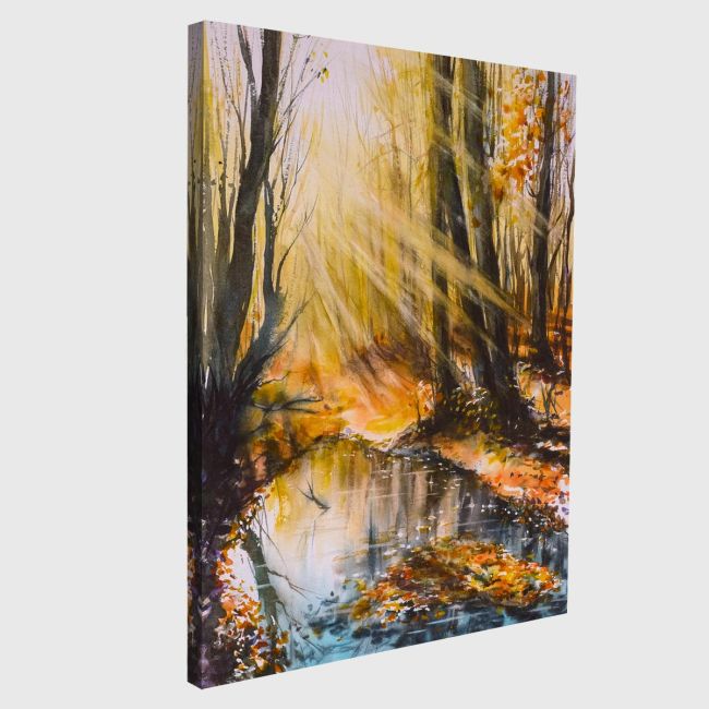 Canvas print Sunny autumn forest