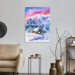 Canvas printWinter cabin in the woods