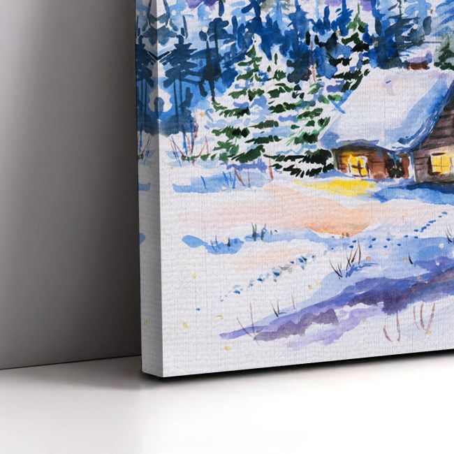 Canvas printWinter cabin in the woods