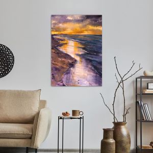 Canvas print Beautiful colors after sunset on a beach 2