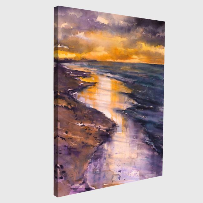 Πίνακας σε καμβά Ηλιοβασίλεμα παραλία, Beautiful colors after sunset on a beach