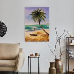 Canvas print Couple in love on a beach