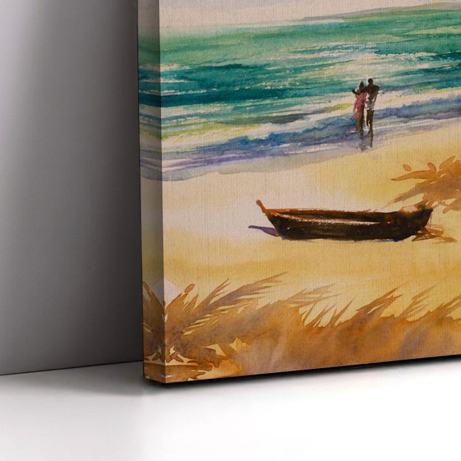 Canvas print Couple in love on a beach